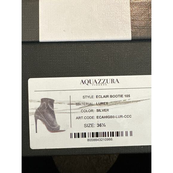 Aquazzura Eclair 105 Silver Lurex Peep Toe Stiletto Booties 36.5 - Picture 14 of 14